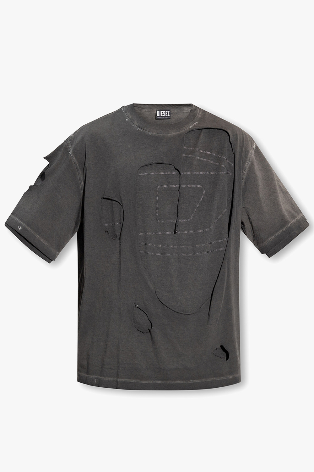 【DIESEL】 grey cotton t-shirt （関税送料込） Diesel T-diegor-l1 T-shirt - Grey - Men | A109930CKAB900